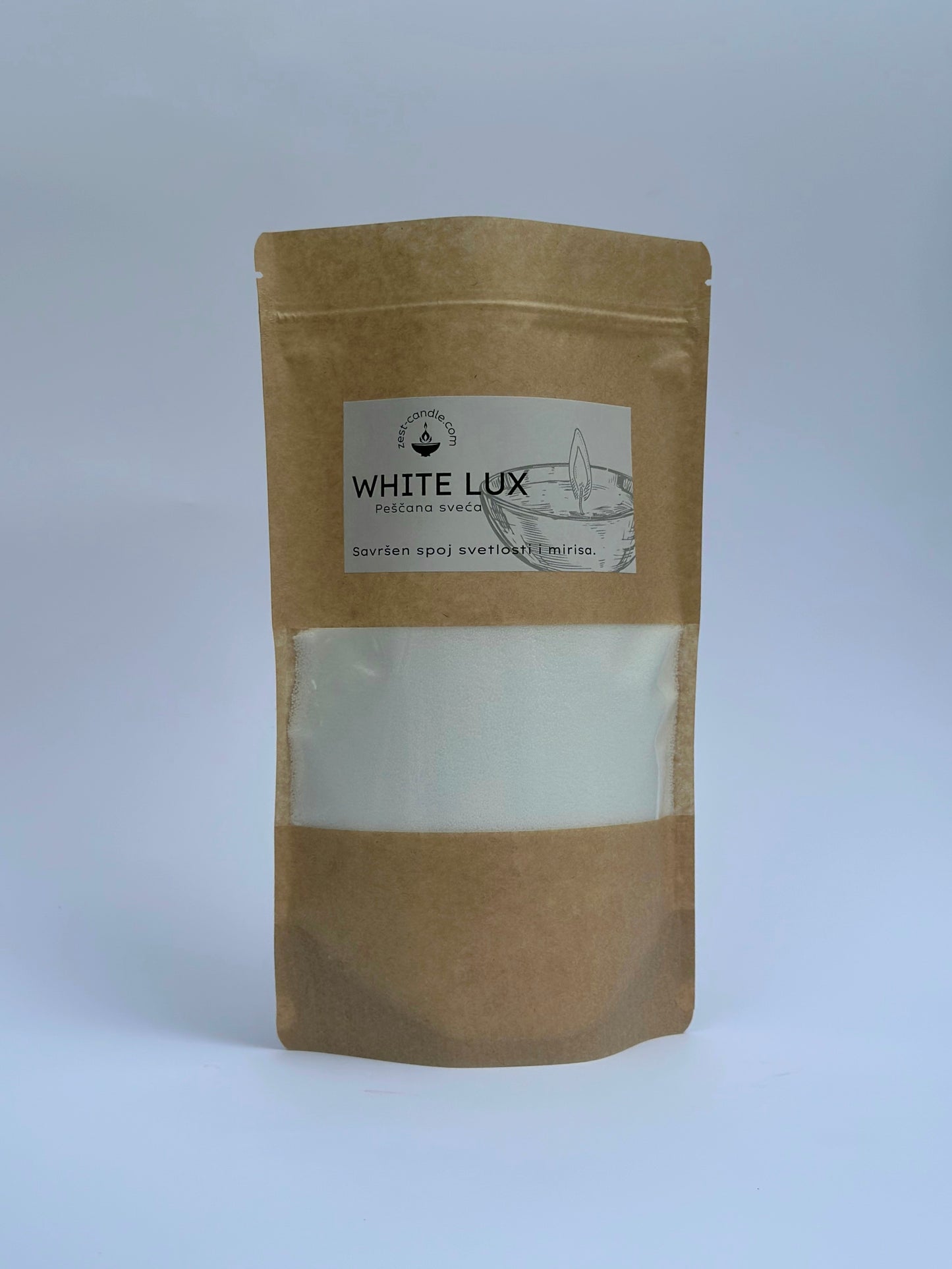 Bela peščana sveća bez boje i mirisa 600g