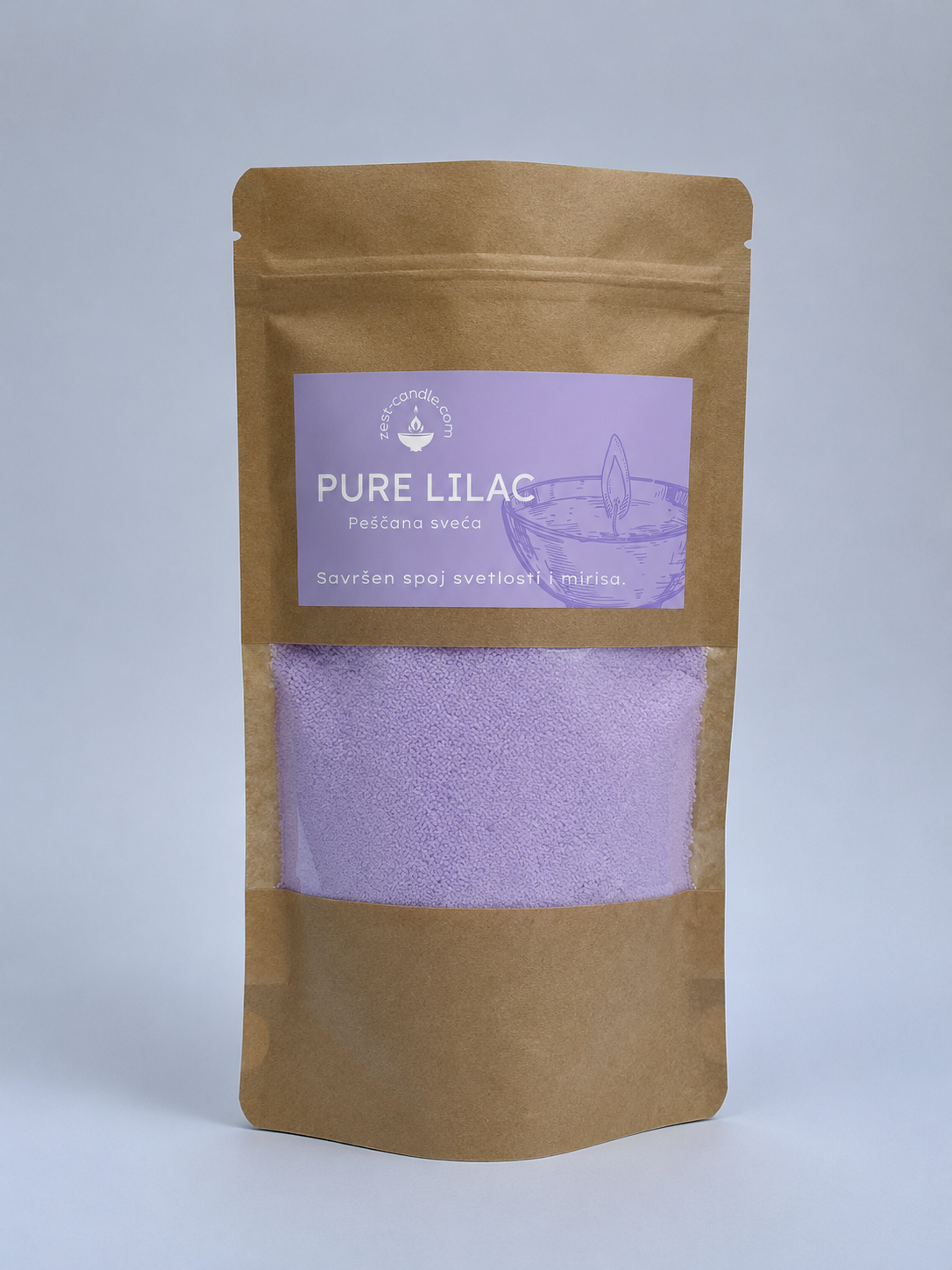 Pure Lilac ljubicasta pescana sveca u prahu bez mirisa Zest Candle