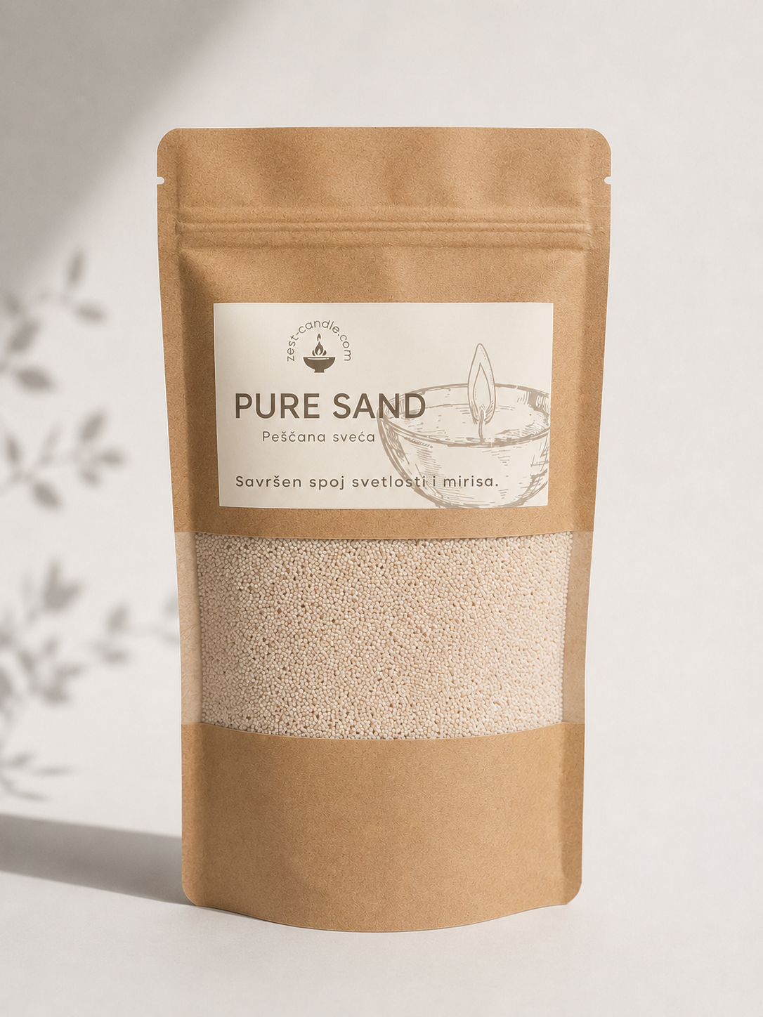 Pure Sand krem pescana sveca bez mirisa od 600g u kraft kesi Zest Candle