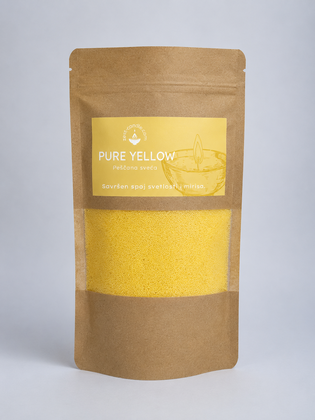 Pure Yellow zuta pescana sveca i granule prirodnog voska 600g Zest